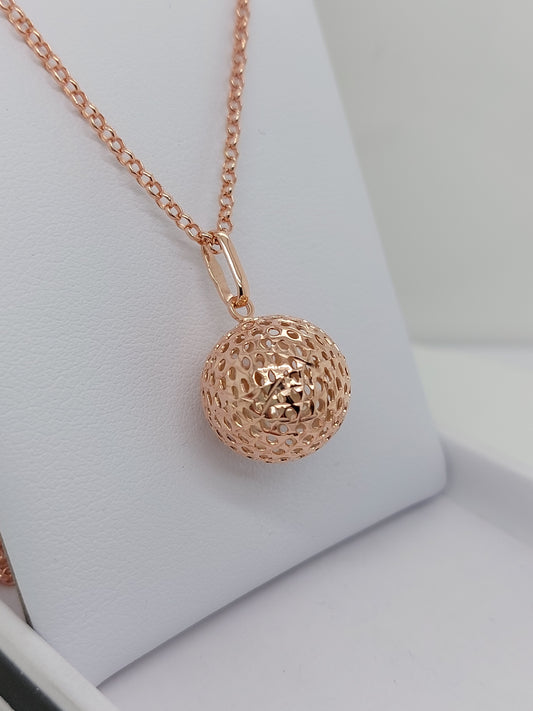 Rose Gold Lattice Ball Pendant