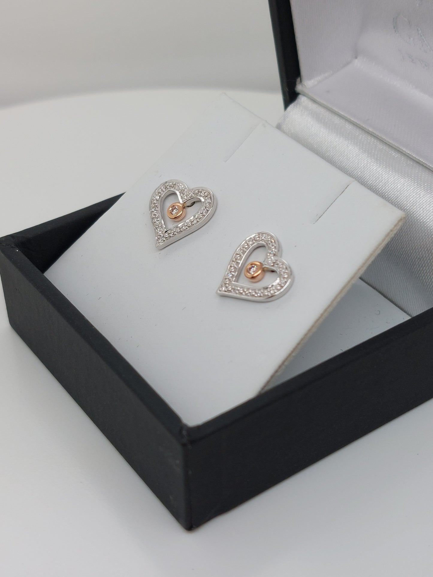 Diamond Set Heart Studs