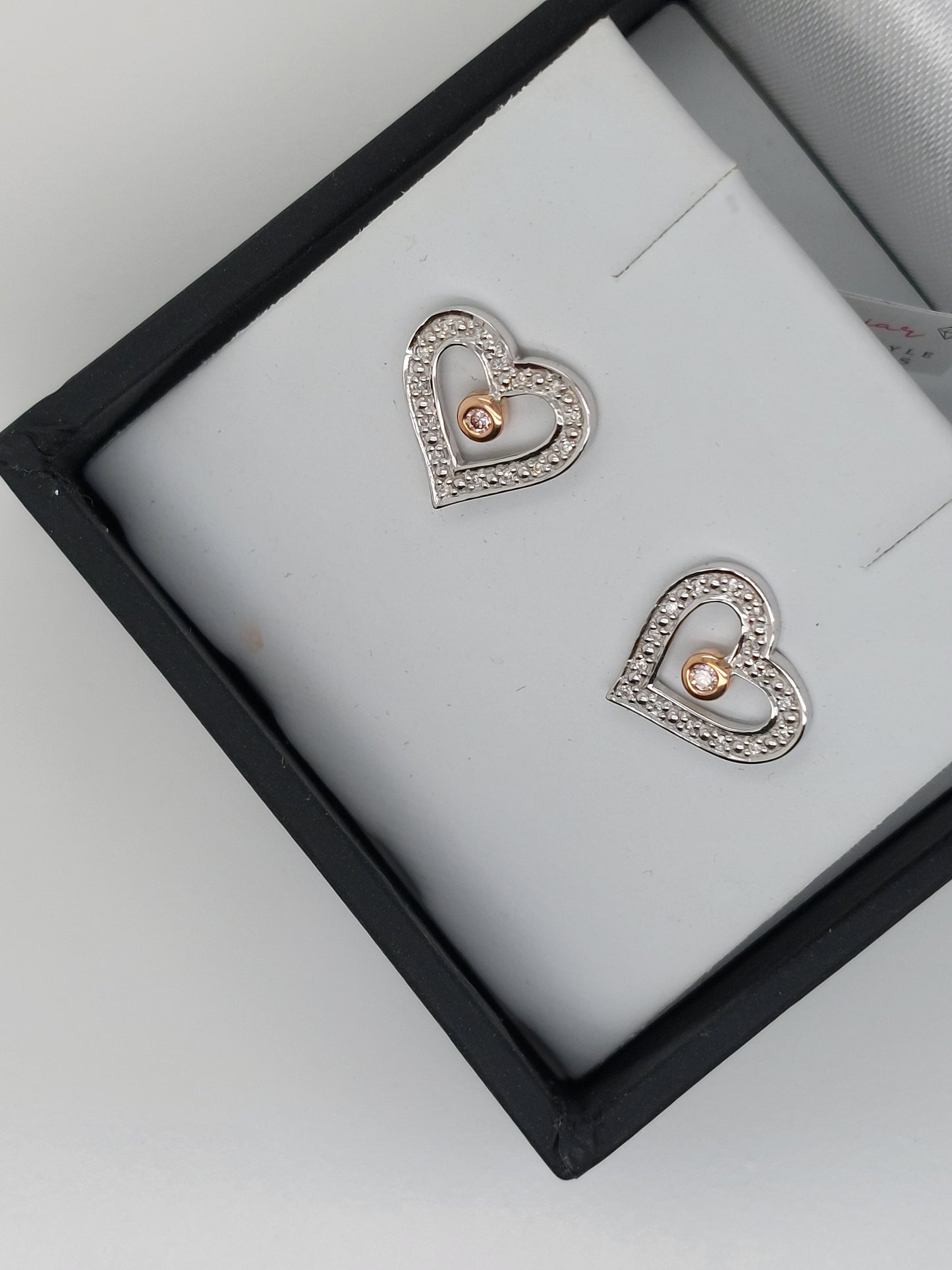 Diamond Set Heart Studs