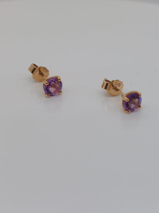 Rose Gold Amethyst Studs